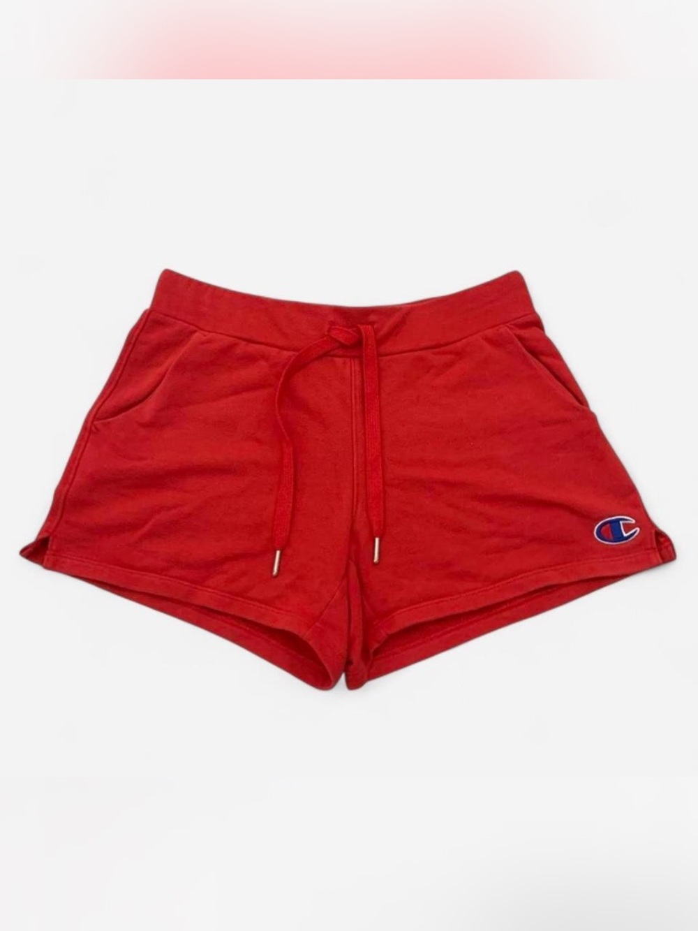 Champion Red Drawstring Athletic Shorts with Logo
